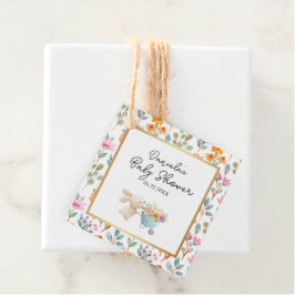Schattige Little Bunny Wildflowers Baby shower Bedankjes Labels