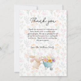 Schattige Little Bunny Wildflowers Baby shower Bedankkaart