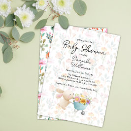 Schattige Little Bunny Wildflowers Baby shower Kaart