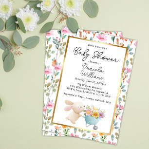 Schattige Little Bunny Wildflowers Baby shower Kaart