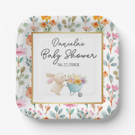 Schattige Little Bunny Wildflowers Baby shower Papieren Bordje