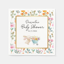 Schattige Little Bunny Wildflowers Baby shower Servet