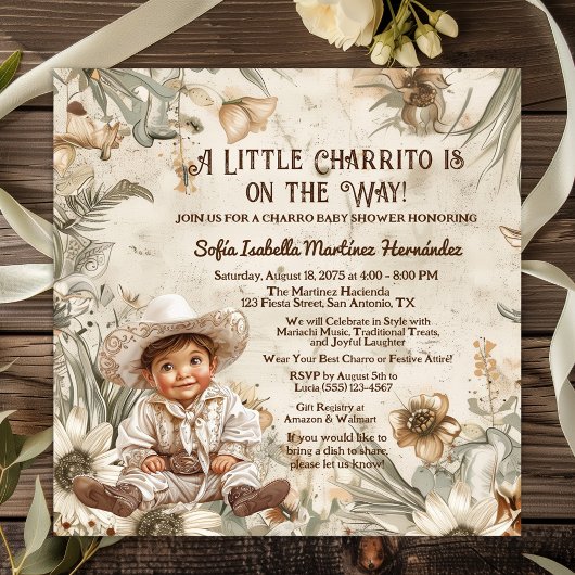 Schattige Little Charro Baby shower Kaart