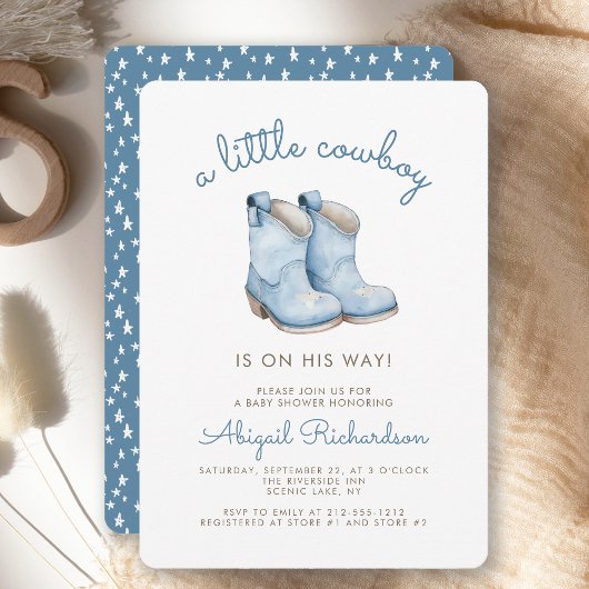 Schattige Little Cowboy Blue Boy Baby shower Kaart