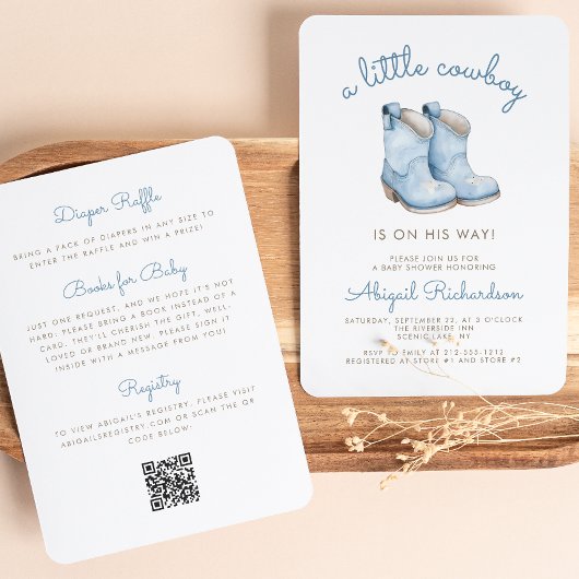 Schattige Little Cowboy Blue Boy Baby shower Kaart