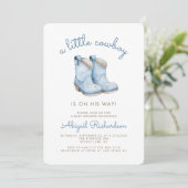 Schattige Little Cowboy Blue Boy Baby shower Kaart (Staand voorkant)