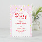 Schattige Little Daisy Modern Roze Rood Meisje Bab Kaart (Staand voorkant)