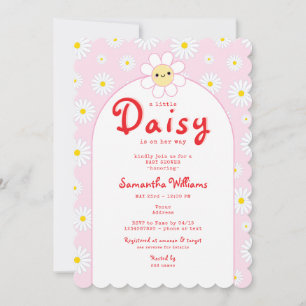 Schattige Little Daisy Modern Roze Rood Meisje Bab Kaart