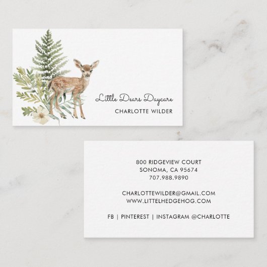 Schattige Little Dear Daycare Visitekaartje (Voorkant / Achterkant)