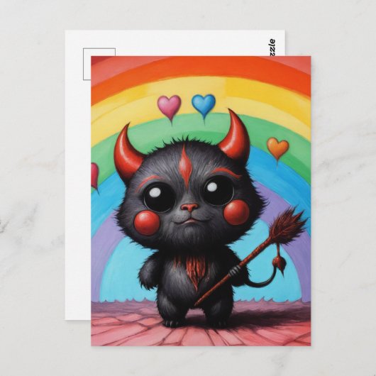 Schattige Little Devil Critter AI Art Briefkaart (Voorkant / Achterkant)
