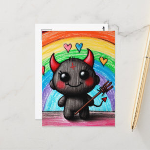 Schattige Little Devil Critter Kinderachtige AI-ku Briefkaart