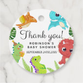 Schattige Little Dino Baby shower Bedankjes Labels (Voorkant)