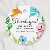 Schattige Little Dino Baby shower Bedankjes Labels (Achterkant)