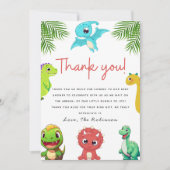 Schattige Little Dino Baby shower Bedankkaart (Voorkant)