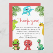 Schattige Little Dino Baby shower Bedankkaart (Voorkant / Achterkant)