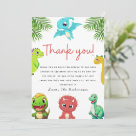 Schattige Little Dino Baby shower Bedankkaart