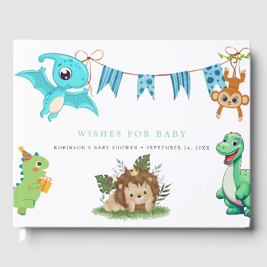 Schattige Little Dino Baby shower Gastenboek (Voorkant)