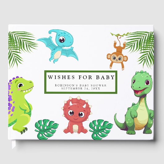 Schattige Little Dino Baby shower Gastenboek (Voorkant)