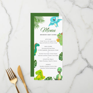 Schattige Little Dino Baby shower Menu