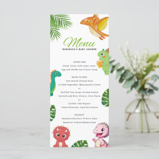 Schattige Little Dino Baby shower Menu