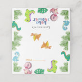Schattige Little Dino Baby shower Plaatskaartje (Buitenkant ongevouwen)