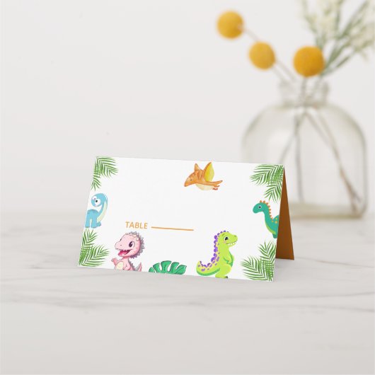Schattige Little Dino Baby shower Plaatskaartje (Voorkant)