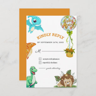 Schattige Little Dino Baby shower RSVP Kaartje