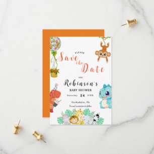 Schattige Little Dino Baby shower Save The Date