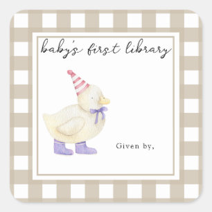 Schattige Little Duck - Baby's eerste bibliotheek Vierkante Sticker