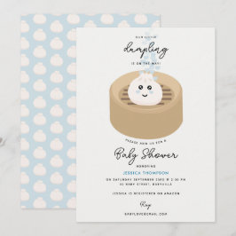 Schattige Little Dumpling Blue Hearts Baby shower Kaart