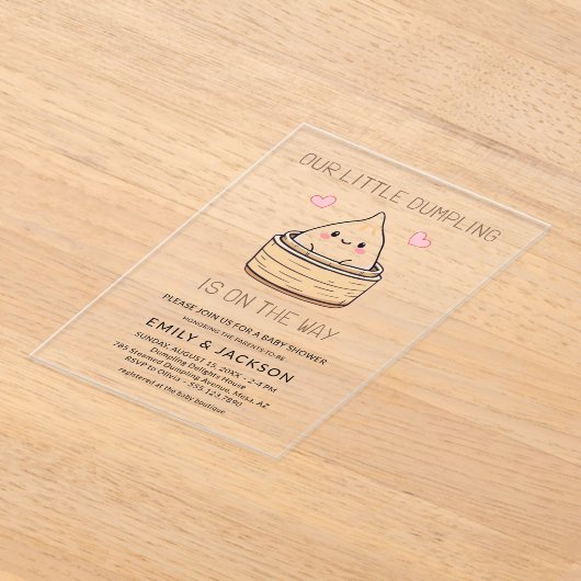 Schattige Little Dumpling Hearts Baby shower Acryl Uitnodigingen (Laagn)