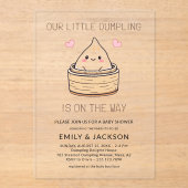 Schattige Little Dumpling Hearts Baby shower Acryl Uitnodigingen (Voorkant)
