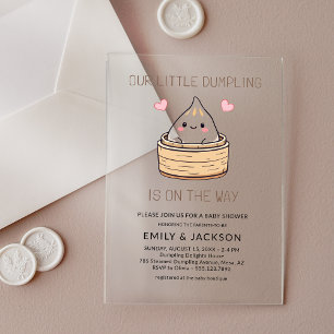 Schattige Little Dumpling Hearts Baby shower Acryl Uitnodigingen