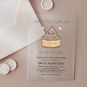 Schattige Little Dumpling Hearts Baby shower Acryl Uitnodigingen