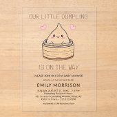 Schattige Little Dumpling Hearts Baby shower Acryl Uitnodigingen (Voorkant)