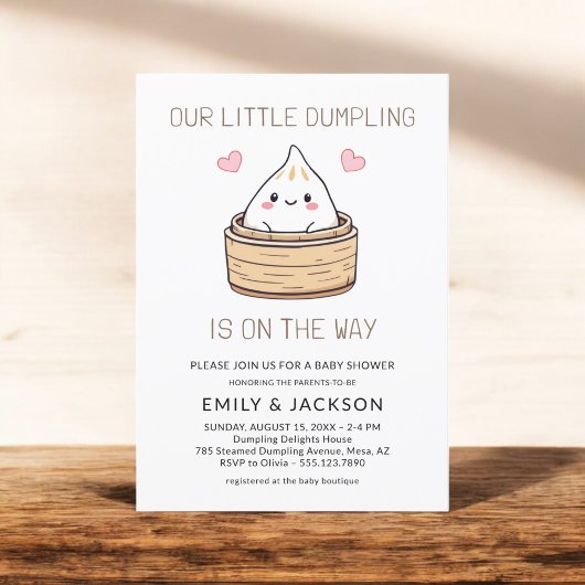 Schattige Little Dumpling Hearts Baby shower Kaart