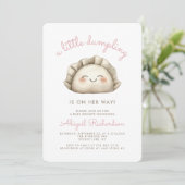 Schattige Little Dumpling Pink Girl Baby shower Kaart (Staand voorkant)