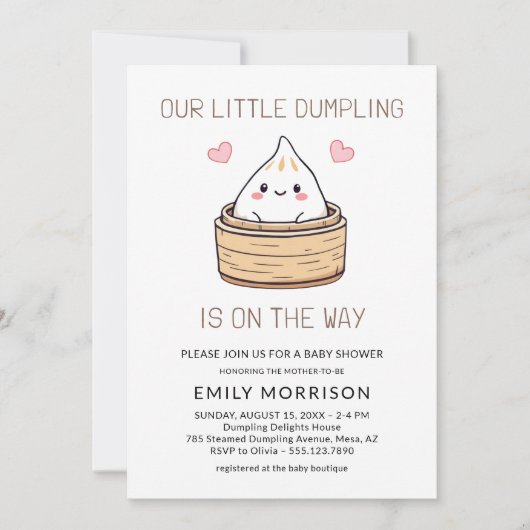 Schattige Little Dumpling QR Code Baby shower Kaart (Voorkant)