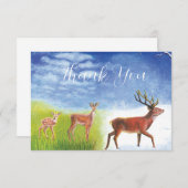 Schattige Little Fawn groeit op tot Red Deer Illus Bedankkaart (Voorkant / Achterkant)