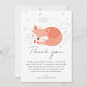 Schattige Little Fox Baby shower Bedankkaart (Voorkant)