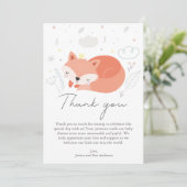 Schattige Little Fox Baby shower Bedankkaart (Staand voorkant)