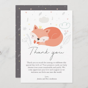 Schattige Little Fox Baby shower Bedankkaart