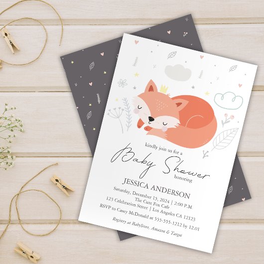Schattige Little Fox Baby shower Kaart