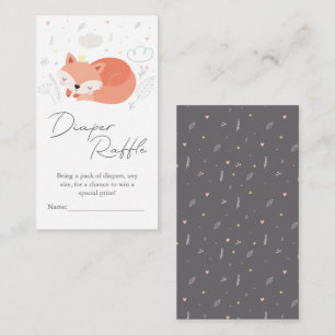 Schattige Little Fox Baby shower Luier Raffle Informatiekaartje