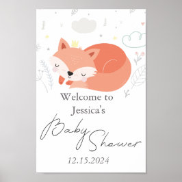 Schattige Little Fox Baby shower Poster