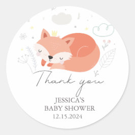 Schattige Little Fox Baby shower Ronde Sticker