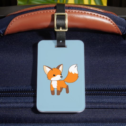 Schattige Little Fox Blue Bagagelabel (Voorkant Insitu 2)