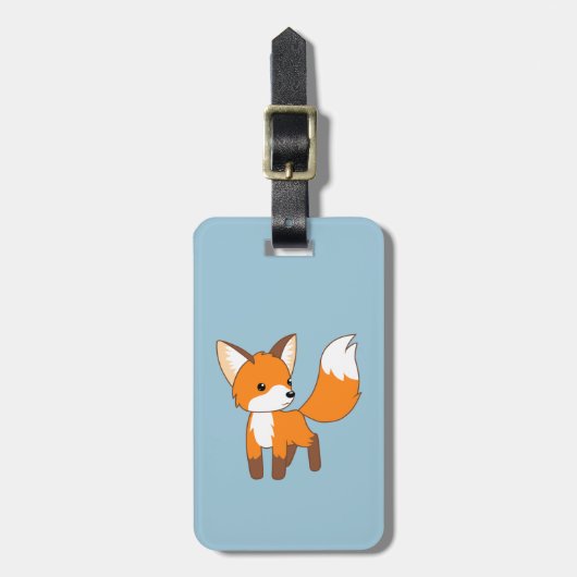 Schattige Little Fox Blue Bagagelabel (Voorkant verticaal)