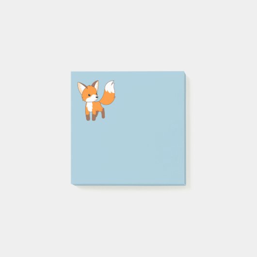 Schattige Little Fox Blue Post-it® Notes (Voorkant)