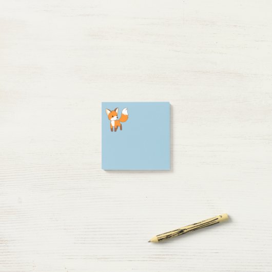 Schattige Little Fox Blue Post-it® Notes (Op bureau)